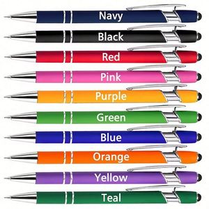 Stylos à bille métalliques personnalisés 2 en 1 à logo, multifonctionnels, avec écran tactile doux, promotionnels, nouveau design, vente chaude - Product Image 2
