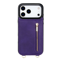 Étui portefeuille bandoulière pour iPhone 17 Pro 18 Pro Max, en cuir, anti-RFID, avec porte-cartes et rabat zippé