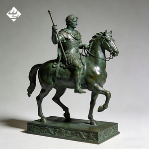 Sculpture antique grandeur nature en bronze d'un <span class=keywords><strong>chevalier</strong></span> romain, statue de cavalier en cuivre coulé artisanal pour cour de villa - Product Image 4