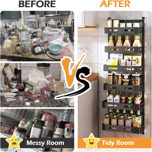 Over-the-<strong>Door</strong> Pantry Organizer for Kitchen Metal Paper Storage <strong>Rack</strong> Hanging From the <strong>Back</strong> <strong>of</strong> the <strong>Door</strong> <strong>Shoes</strong> Bags Also Bathroom - Product Image 3