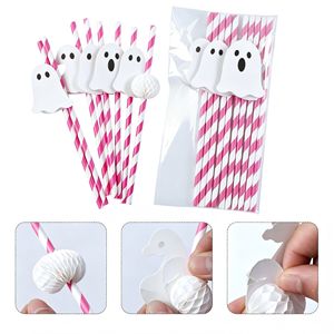 Custom Ghost Honeycomb Paper Straws With Biodegradable Wood Pulp For Halloween Party Decorations - Product Image 2