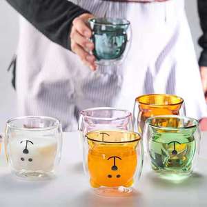 Vendita calda carino orso tazza di vetro doppia parete tazza per caffè e latte Premium tazze da tè & piattini - Product Image 6
