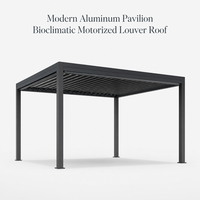 Pergola bioclimatique moderne en aluminium avec toit à lames motorisées pour jardin et cour arrière