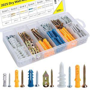Baiguluo Drywall Anchor Set 320pcs Plastic Expansion Screws Bolts Plugs Hammer Drive Anchors For General Industry - Product Image 1