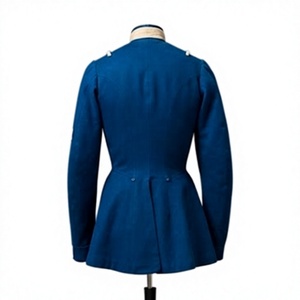 Blue Handmade Embroidery Double Breasted Bomber Jacket Stand Collar Style Winter Coat for Men - Product Image 3