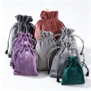 Pochette à bijoux en velours avec cordon de serrage, sac cadeau anti-rayures, taille et couleur personnalisées, logo, fournisseur en gros pour bagues, colliers, boucles d'oreilles - Product Image 2