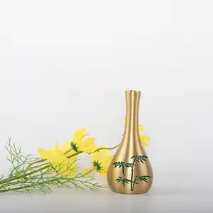 Vas Logam untuk Meja Kantor Ruang Tamu Ruang Belajar Dekorasi Ruang Kecil Vas Berukir Floreros-Vas Logam Butik Perunggu