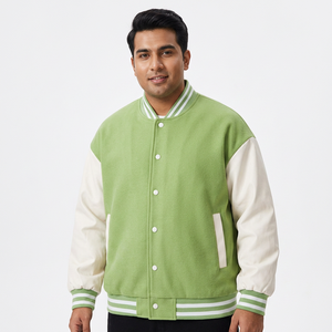 Chaqueta universitaria unisex estilo varsity, mezcla de lana suave, mangas de cuero, ajuste cómodo para equipos deportivos y amantes de la moda - Product Image 1