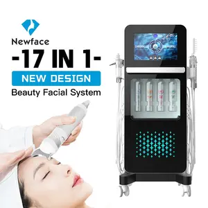 أحدث معدات NewFace 2024 17 في 1 لمعدات التخلص من الهيدروكسجين، تصنيع الديازة الأصلية، تجعيد البشرة المائي، تقشير مائي للوجه، آلة هيدرو