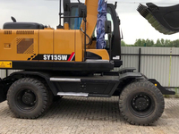 Excavatrice sur pneus hydraulique professionnelle SY155W, neuve, avec climatisation, en stock