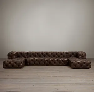 Huismeubilair Amerikaanse Stijl Chesterfield Comfortabele Meubels Woonkamer Getuft Lederen U-Chaise Sectional Sofa