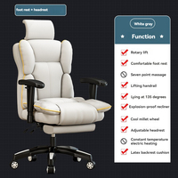Chaise ergonomique rotative inclinable à 135 degrés en cuir véritable haut de gamme mobilier de maison chaise de bureau avec repose-pieds