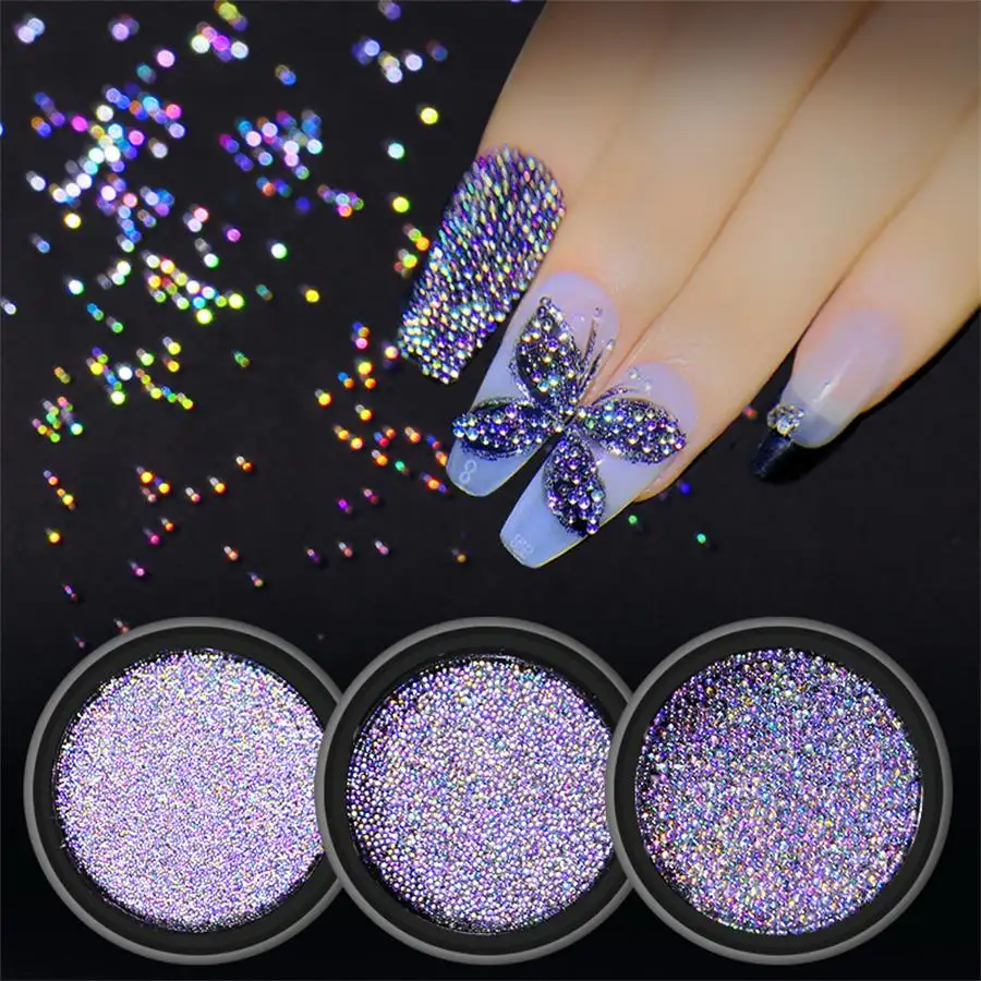 DIY Charms Tiny Rhinestones For Manicure Glass Balls Micro Bead For Nail Decorations Caviar Beads Crystal Nail Art Charms