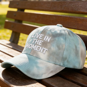 Casquette de baseball à 6 panneaux Tie-Dye – Casquette Snapback légère et respirante avec broderie « Live in The Moment » pour les sports de plein air - Product Image 4