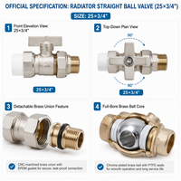 Robinet à boisseau sphérique manuel en laiton, double union 20mm-32mm, pour eau PPR, personnalisable OEM