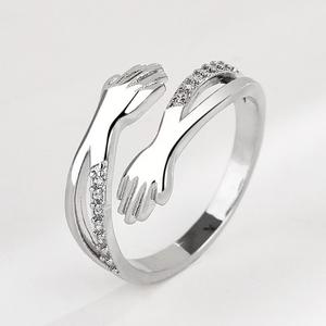 Anillo de Pareja con Diseño de Abrazo, Versión Coreana, Estilo <span class=keywords><strong>Jane</strong></span> <span class=keywords><strong>Eyre</strong></span>, Anillo Abierto con Circonita - Product Image 1