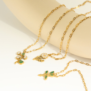 COLLAR COLGANTE <span class=keywords><strong>de</strong></span> acero inoxidable, oro <span class=keywords><strong>de</strong></span> 18 quilates, flor china <span class=keywords><strong>de</strong></span> <span class=keywords><strong>12</strong></span> animales <span class=keywords><strong>de</strong></span> nacimiento - Product Image 3