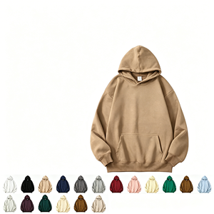 Solid Color Cotton French Terry Oversized Pullover Hoodie Mens Casual Hooded Sweatshirt Autumn Apparel - Product Image 1