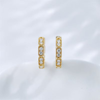 Orecchini a clip in oro giallo 18K con diamanti HPHT da laboratorio, anello pavé, anelli in moissanite, anello di fidanzamento, anelli raffinati, anello aperto placcato oro da donna