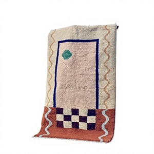 Tapis faits main en laine de Nouvelle-Zélande, design géométrique moderne, style berbère marocain, pour salon, prix abordable, fabriqués en Inde - Product Image 1