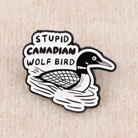 Broches en métal personnalisées en gros – Design amusant Loup, Oiseau, Canard canadien – Épingles de revers en métal émaillé souple – Mode personnalisée