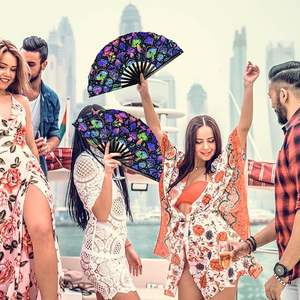 Ventilateur Rave 13 ''UV Glow Clack Ventilateur à main Festival Champignon magique Ventilateurs pliants pour Festivals de musique Carnaval Disco Party Neon Party - Product Image 5