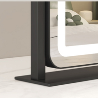 Miroir de maquillage intelligent LED avec cadre en métal, design moderne, verre de table, lumière de remplissage tricolore, taille personnalisable pour la décoration de la maison