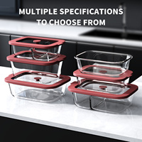 Boîte à lunch et bento en verre écologique, design simple, récipient de stockage alimentaire pour la cuisine, compatible micro-ondes et lave-vaisselle