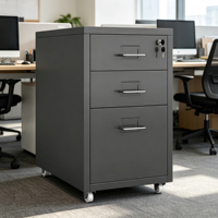 Armoire de classement verticale moderne en acier, 3 tiroirs, avec serrure, quatre roulettes, étagères réglables, écologique, durable, usage commercial