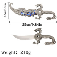 Ornement en métal de couteau double dragon mongol pour armes jouets Cosplay ou dagues en métal fabriquées à la main