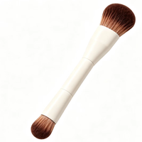 Pinceau de maquillage double embout avec poils synthétiques de qualité supérieure et étui de voyage pour le mélange de fond de teint