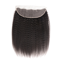 Cheveux raides crépus cheveux brésiliens remy gros Yaki 13x4 fermeture frontale en dentelle avec des faisceaux