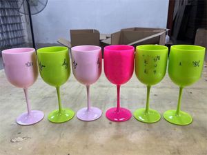 Verres à vin en plastique de luxe réutilisables, incassables, vintage et modernes, couleur rose et blanc, avec logo personnalisé, pour flûtes - Product Image 3
