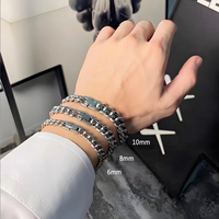 Bracelet chaîne cubaine en acier titane plaqué or 18 carats pour homme, tendance hip-hop, poli sur quatre côtés, fermoir de bijoux, bracelet double anneau audacieux