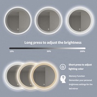 Miroir de salle de bain rond à LED, mural, avec commande tactile, anti-buée, miroir intelligent pour salle de bain, maison, hôtel