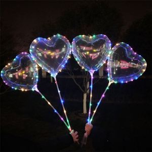 Vente flash pour la Saint-Valentin, ballons Bobo transparents en forme de cœur avec lumière LED, ronds et en forme d'étoile, 18 pouces, imprimés, pour les amoureux - Product Image 1