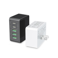 Chargeur mural HNT GaN 35,5W avec prise UK/EU/US, 5 ports, 3A2C, chargeur rapide avec PD3.0 pour adaptateur universel/iPhone/Samsung