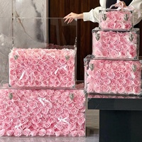 Rose éternelle stabilisée pour Noël, coffret cadeau sac à main, décoration de table en acrylique haut de gamme, cadeau fête des Mères