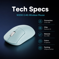 W200 2.4G Mouse Nirkabel 3 Tombol Optik Klik Senyap Ergonomis ABS dengan Penerima USB untuk Komputer Kantor Rumah