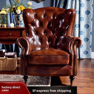 Chaise industrielle en bois massif antique de luxe léger pour une personne confortable à dossier haut pour les loisirs - Product Image 2