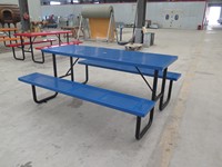 Ensemble de table de pique-nique d'extérieur en acier durable, table de pique-nique portable et banc, meubles de salle à manger, chaise de camping pour adultes