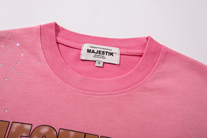 T-<span class=keywords><strong>shirt</strong></span> pour <span class=keywords><strong>homme</strong></span> style Majestik avec strass, imprimé numérique vintage délavé à l'acide, <span class=keywords><strong>rose</strong></span>, manches courtes, <span class=keywords><strong>tee</strong></span>-<span class=keywords><strong>shirt</strong></span> de créateur - Product Image 4