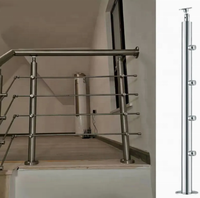 Poteaux de rampe d'escalier en acier inoxydable pour balustrade en verre de centre commercial