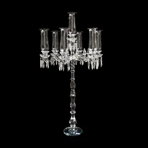 Glass Hurricane 7 arms crystal wedding candelabra MH-Z0243