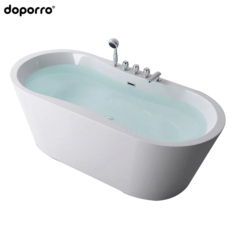 Bañera de Material acrílico para adultos, bañera independiente de Color blanco personalizada, Oval para apartamento