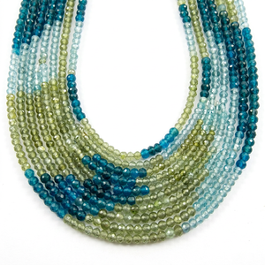 Perles facettées rondes en apatite naturelle multi-couleurs de 3 mm, vendues par brin de 13 pouces de long - Product Image 1