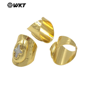 WT-MPR121 Trendige Modelle Modischer 18K Vergoldeter Süßwasserperlen-Kreuzring mit Großem Verstellbarem <span class=keywords><strong>Ring</strong></span> für Damen und Herren - Product Image 2