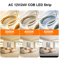 Guirlandes lumineuses COB super lumineuses, largeur 8 mm, 320D haute densité, DC24V basse tension, bande LED flexible, certifiée CE, bandes lumineuses intelligentes