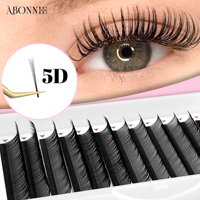 Abonnie 0.05 Easy Fan Wet Look Lash Trays 5D Premade Eyelash Extensions Spikes Brown Wet Lashes Color Closed Fan Spikes