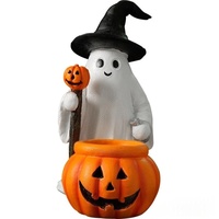 Figurine en résine de personnage citrouille peinte, forme mignonne avec récipient citrouille pour la décoration de table à la maison